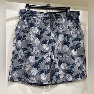 Fish Hippie Tropical Gray Pineapple Swim Board Shorts
